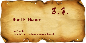 Benik Hunor névjegykártya